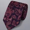 CHARLES TYRWHITT Paisley Silk Tie - Navy & Dark Pink -Charles Tyrwhitt Shop TIC2066NAV ROLLED