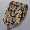 CHARLES TYRWHITT Paisley Silk Tie - Navy & G -Charles Tyrwhitt Shop TIC2066NYL ROLLED