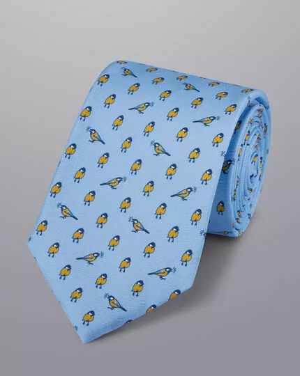 CHARLES TYRWHITT A Little Bird Told Me Motif Silk Tie - Cornflower B 3 CHARLES TYRWHITT A Little Bird Told Me Motif Silk Tie - Cornflower B
