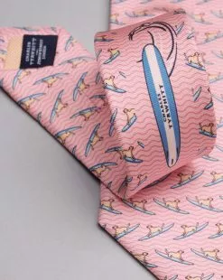 CHARLES TYRWHITT Dog On Surfboard Motif Silk Tie - Pink -Charles Tyrwhitt Shop TIC2067PNK TRIM