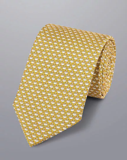 CHARLES TYRWHITT Champagne Glasses Motif Silk Tie - Yellow 3 CHARLES TYRWHITT Champagne Glasses Motif Silk Tie - Yellow