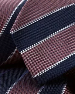 CHARLES TYRWHITT Stripe Silk Tie - French Blue & Pink -Charles Tyrwhitt Shop TIC2072FRE DETAIL