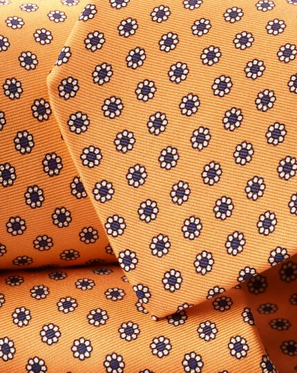 CHARLES TYRWHITT Mini Floral Print Silk Tie - Orang 4 CHARLES TYRWHITT Mini Floral Print Silk Tie - Orang - Image 2