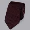 CHARLES TYRWHITT Silk Grenadine Italian Luxury Tie - Maroon -Charles Tyrwhitt Shop TIL0482BGD ROLLED