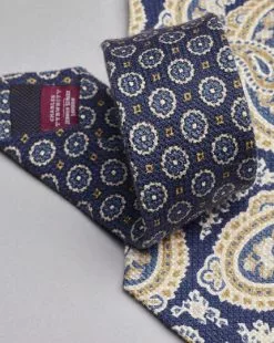 CHARLES TYRWHITT Italian Paisley Print Silk Tie - Indigo Blue & Ocean B -Charles Tyrwhitt Shop TIL0646IDG TRIM