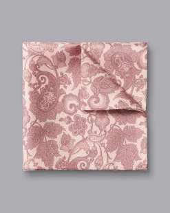 CHARLES TYRWHITT Paisley Silk Pocket Square - Light Pink