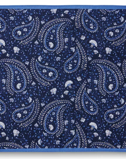 CHARLES TYRWHITT Paisley Silk Pocket Square - Navy & Ocean B 4 CHARLES TYRWHITT Paisley Silk Pocket Square - Navy & Ocean B - Image 2