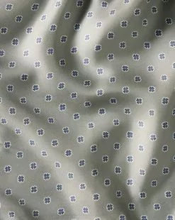 CHARLES TYRWHITT Floral Geo Silk Pocket Square - Olive Green & Indigo B -Charles Tyrwhitt Shop TIP0279OLV DETAIL