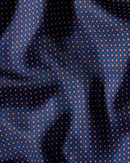 CHARLES TYRWHITT Mini Floral Silk Pocket Square - Petrol Blue & Pink 5 CHARLES TYRWHITT Mini Floral Silk Pocket Square - Petrol Blue & Pink - Image 3