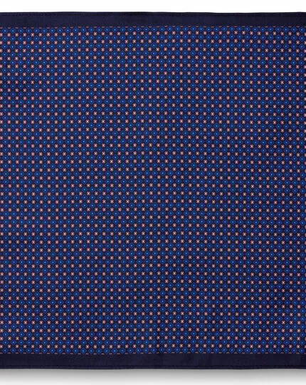 CHARLES TYRWHITT Mini Floral Silk Pocket Square - Petrol Blue & Pink 4 CHARLES TYRWHITT Mini Floral Silk Pocket Square - Petrol Blue & Pink - Image 2