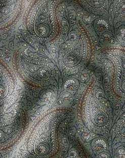 CHARLES TYRWHITT Floral Paisley Silk Pocket Square - Sage Green & Yellow -Charles Tyrwhitt Shop TIP0279SGE DETAIL