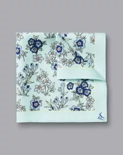 CHARLES TYRWHITT Floral Silk Pocket Square - Spearmin