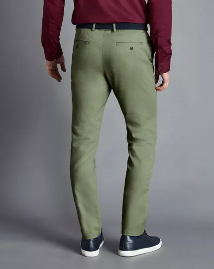 CHARLES TYRWHITT Ultimate Non-Iron Chinos - Light Green 6 CHARLES TYRWHITT Ultimate Non-Iron Chinos - Light Green - Image 4