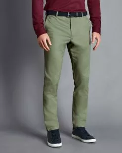 CHARLES TYRWHITT Ultimate Non-Iron Chinos - Light Green 9 CHARLES TYRWHITT Ultimate Non-Iron Chinos - Light Green -Charles Tyrwhitt Shop TRC0274SGE MODEL FRONT
