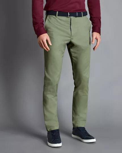 CHARLES TYRWHITT Ultimate Non-Iron Chinos - Light Green 5 CHARLES TYRWHITT Ultimate Non-Iron Chinos - Light Green - Image 3