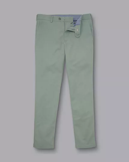 CHARLES TYRWHITT Ultimate Non-Iron Chinos - Sage Green 4 CHARLES TYRWHITT Ultimate Non-Iron Chinos - Sage Green - Image 2