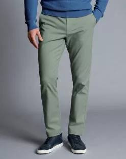 CHARLES TYRWHITT Ultimate Non-Iron Chinos - Sage Green 9 CHARLES TYRWHITT Ultimate Non-Iron Chinos - Sage Green -Charles Tyrwhitt Shop TRC0277SGE MODEL FRONT