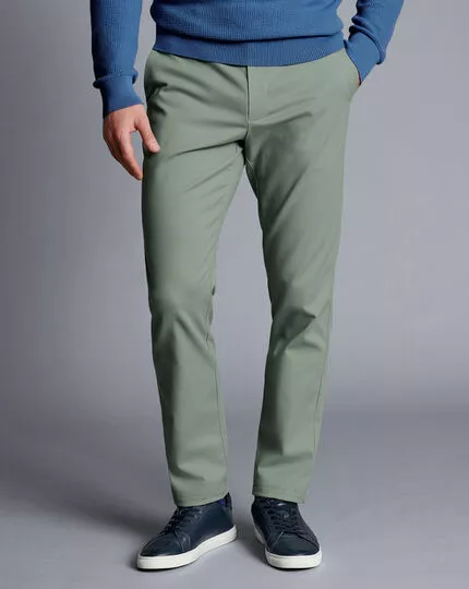 CHARLES TYRWHITT Ultimate Non-Iron Chinos - Sage Green 5 CHARLES TYRWHITT Ultimate Non-Iron Chinos - Sage Green - Image 3