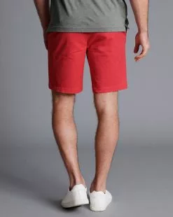CHARLES TYRWHITT Cotton Shorts - Coral Pink -Charles Tyrwhitt Shop TRH0042COR MODEL BACK