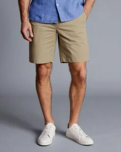 CHARLES TYRWHITT Cotton Shorts - Oatm -Charles Tyrwhitt Shop TRH0042OAT MODEL FRONT