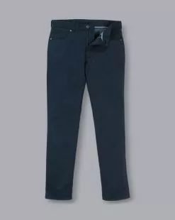 CHARLES TYRWHITT Cotton Stretch 5-Pocket Pants - Dark Navy -Charles Tyrwhitt Shop TRJ0022DNY FULL