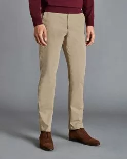 CHARLES TYRWHITT Lightweight Pants - Oatm -Charles Tyrwhitt Shop TRT0409OAT MODEL FRONT