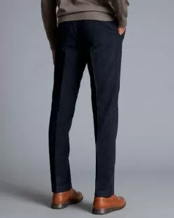 CHARLES TYRWHITT Italian Moleskin Pants - Dark Navy -Charles Tyrwhitt Shop TRT0422DNY MODEL BACK