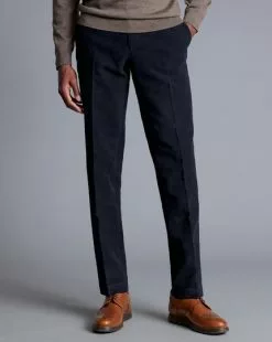 CHARLES TYRWHITT Italian Moleskin Pants - Dark Navy -Charles Tyrwhitt Shop TRT0422DNY MODEL FRONT