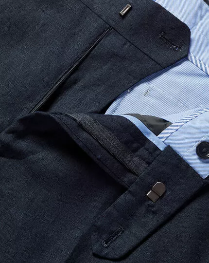 CHARLES TYRWHITT Linen Pants - Dark Navy 7 CHARLES TYRWHITT Linen Pants - Dark Navy - Image 5