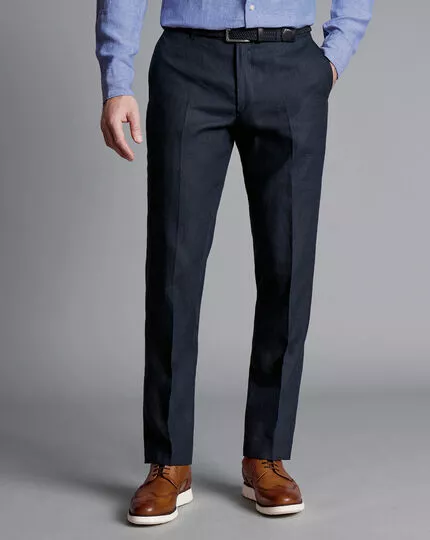 CHARLES TYRWHITT Linen Pants - Dark Navy 5 CHARLES TYRWHITT Linen Pants - Dark Navy - Image 3