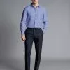CHARLES TYRWHITT Linen Pants - Dark Navy -Charles Tyrwhitt Shop TRT0430DNY MODEL FULL FRONT