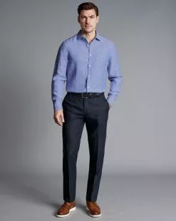 CHARLES TYRWHITT Linen Pants - Dark Navy